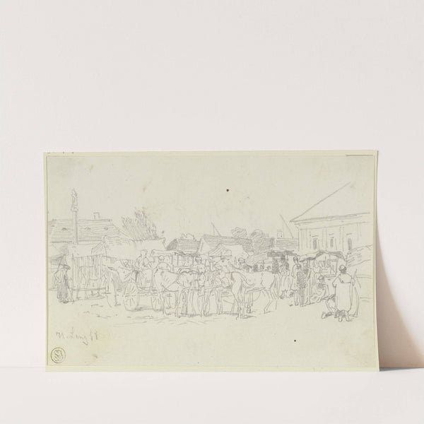 Horse market in Hungary by Heinrich Lang
