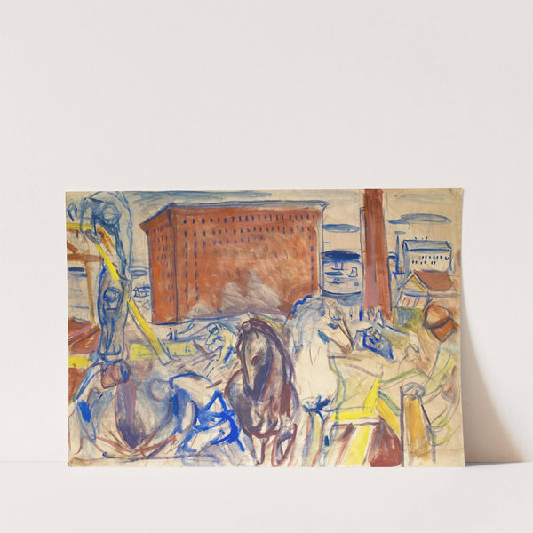 Horse Team on a Building Site (1928–1929) by Edvard Munch