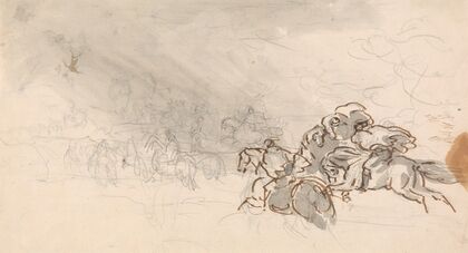 Horseman fleeing storm