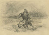 Horseman galloping across a battlefield