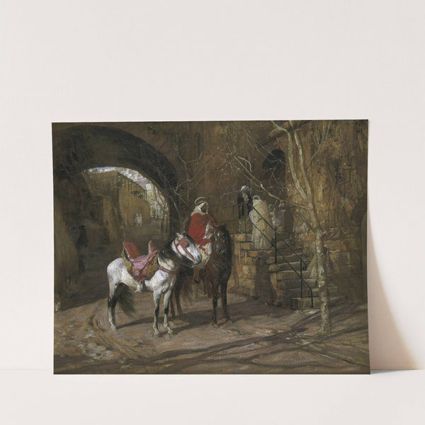 Horseman In A Courtyard (1889) by Frederick Arthur Bridgman