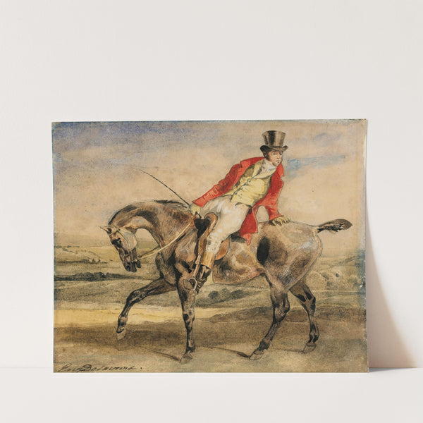 Horseman wearing a red jacket by Eugène Delacroix