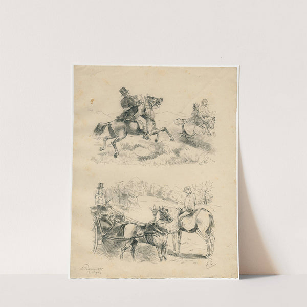 Horsemen in the dunes. Carriage (1875) by Floris Verster