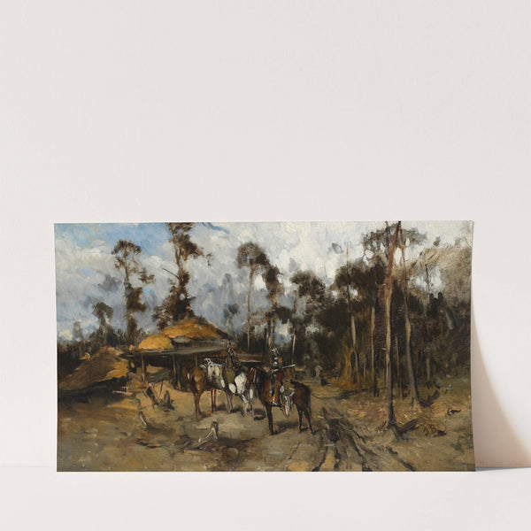 Horsemen in the woods, sketch (1875_1877) by Jozef Brandt