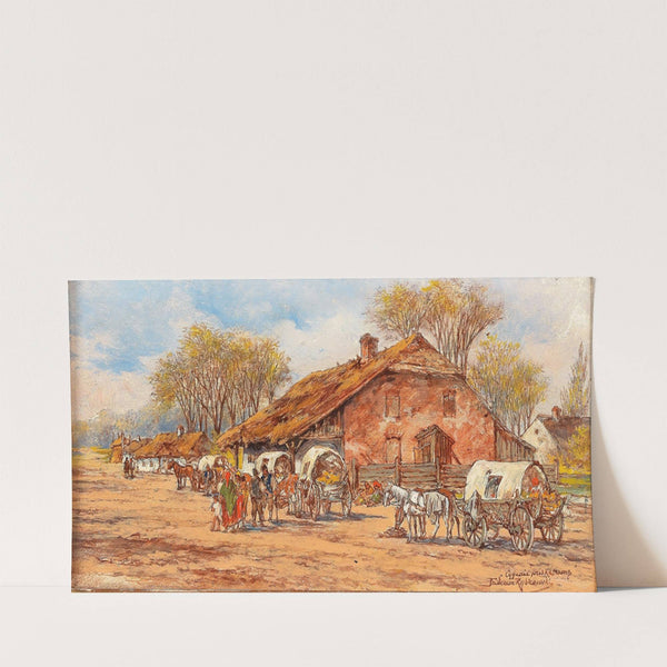 Horses and Carts in a Polish Village by Tadeusz Rybkowski