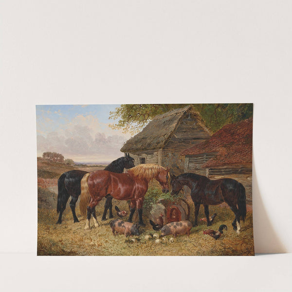 Horses and pigs in a farmyard by John Frederick Herring Jr.