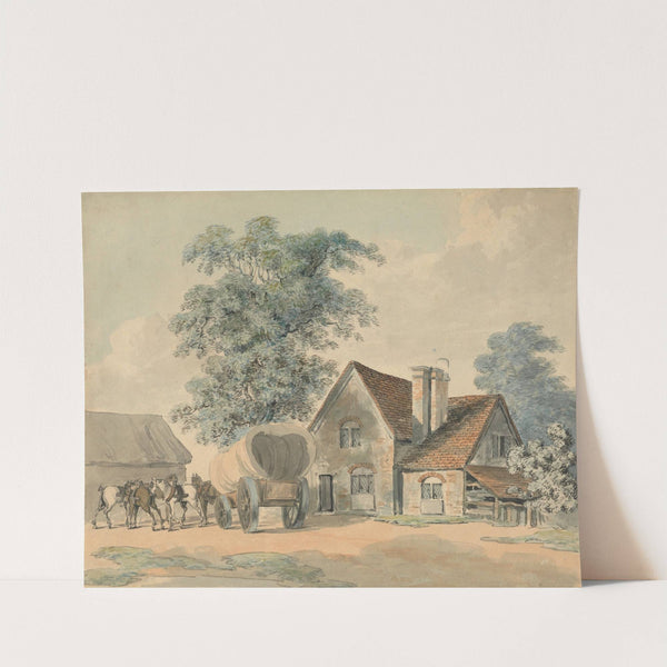 Horses and Wagon Outside a Cottage by Samuel Howitt
