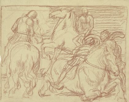 Horses bustling
