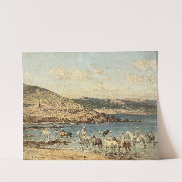 Horses Drinking by Victor Huguet