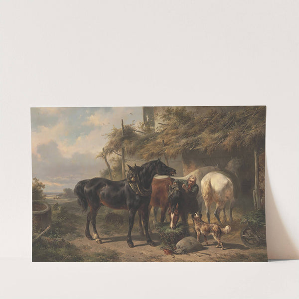 Horses Outside A Stable by Wouterus Verschuur