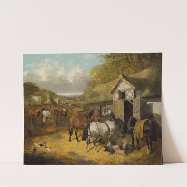 Horses, pigs and ducks in a farmyard by John Frederick Herring Jr.