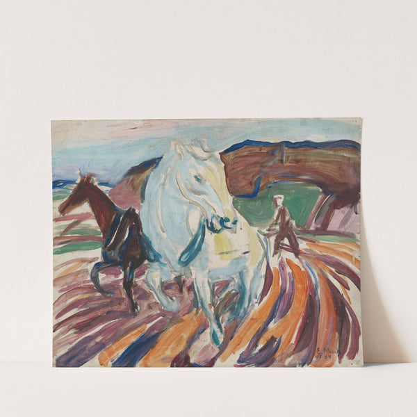 Horses Ploughing (1929) by Edvard Munch