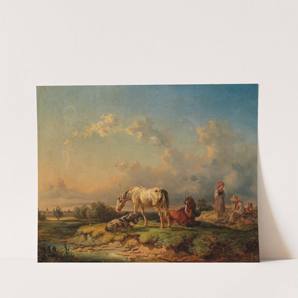 Horses Resting by a River by Adolf van der Venne