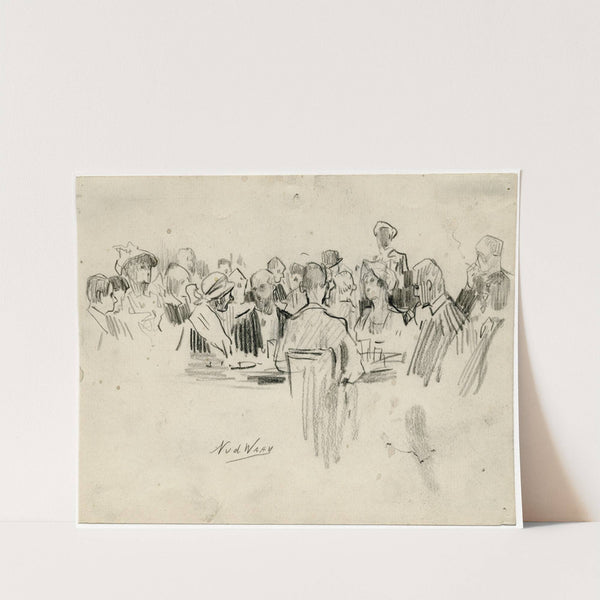 Hotelgasten rond een tafel by Nicolaas van der Waay