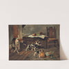 Hounds And Puppies In An Interior by John Emms