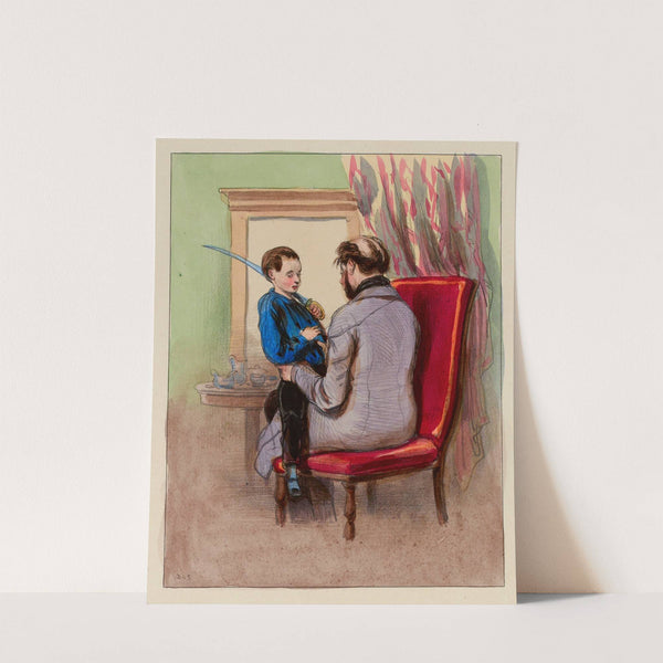 Houp houp papa. ah mais tu ne fais pas si bien le cheval que Janisset, dam. Ah comme il faisait bien le chev (1838-1840) by Paul Gavarni