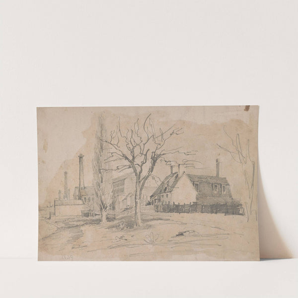 House and factories as seen on the edge of a community (1849) by James Fuller Queen