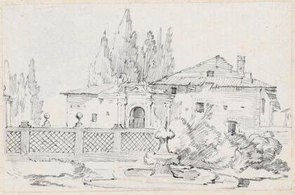 House and Trees across a Garden Wall