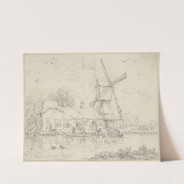 House and Windmill on the Bank of a Canal (ca 1650) by Jacob van Ruisdael