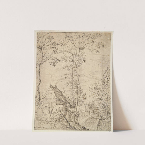 House on a Hill with Road to Right by School of Pieter Brueghel the Elder