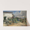 House with hollyhocks in the garden by Henryk Siemiradzki