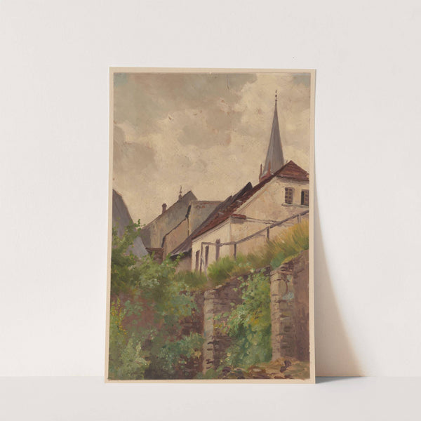 Houses on a Scarped Hill and a Fragment of a Church Tower (1892-1910) by Theodor Blache