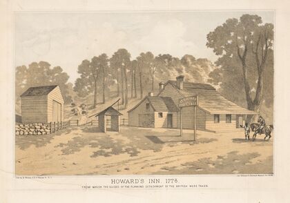 Howard’s Inn. 1776. From which the guides of the flanking detachment of the British were taken. (1868)