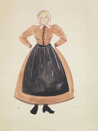 Hraun Farm: Brown dress, black apron, and white kerchief (1934-1943)