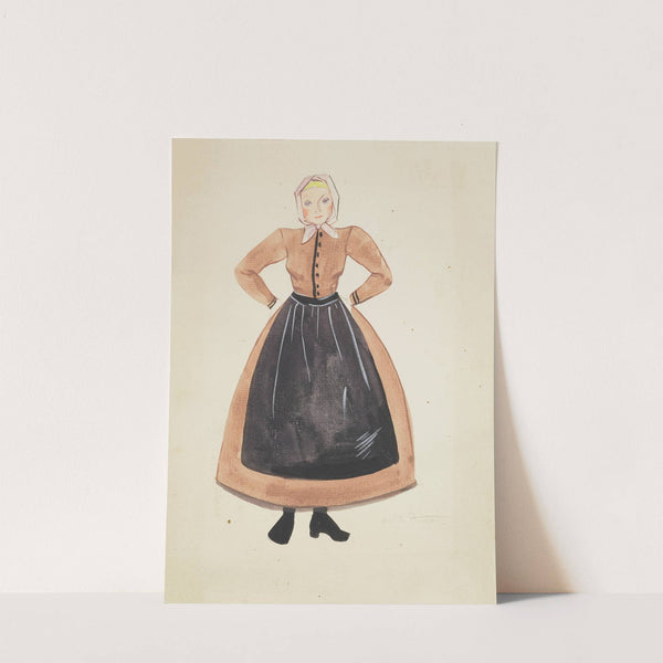 Hraun Farm: Brown dress, black apron, and white kerchief (1934-1943) by Emile Stoner