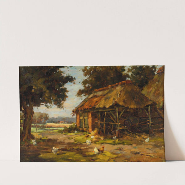 Hühne vor einer Scheune by Karl Ludwig Prinz