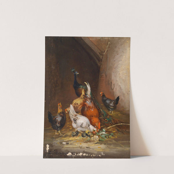 Hühner und ein Pfau by Claude Guilleminet