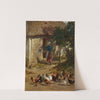 Hühner vor einem Bauernhaus (1850-1860) by Constant Troyon