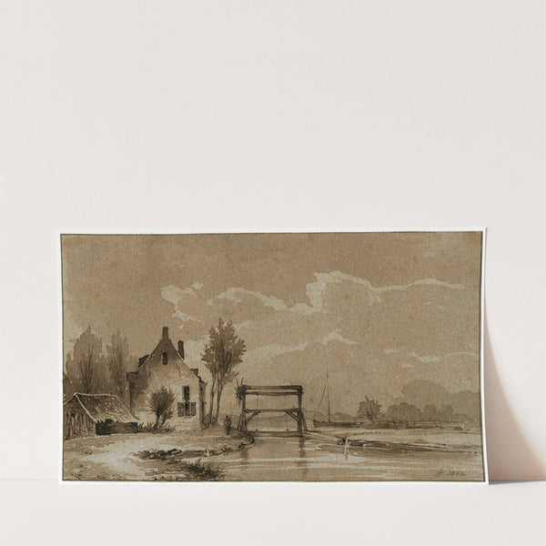 Huis bij een overtoom in een riviertje (1862) by Pieter van Loon