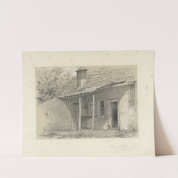 Huisje met afdak by August Allebé