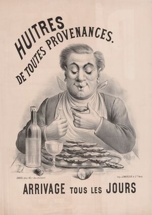 Huitres de toutes provenances. Arrivage tous les jours (1885)