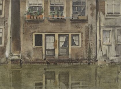 Huizen aan een gracht te Amsterdam