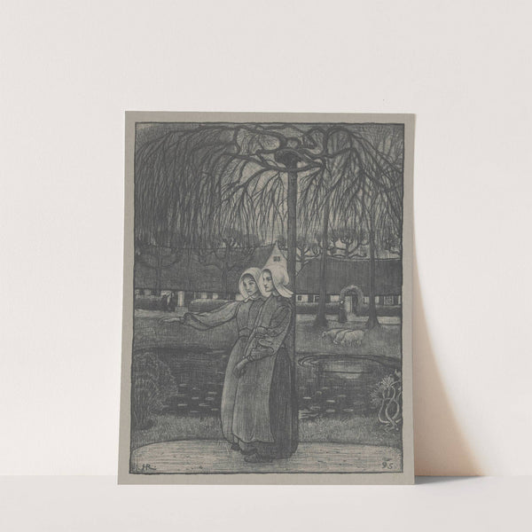 Huizer meisjes bij een vijver by Richard Nicolaüs Roland Holst