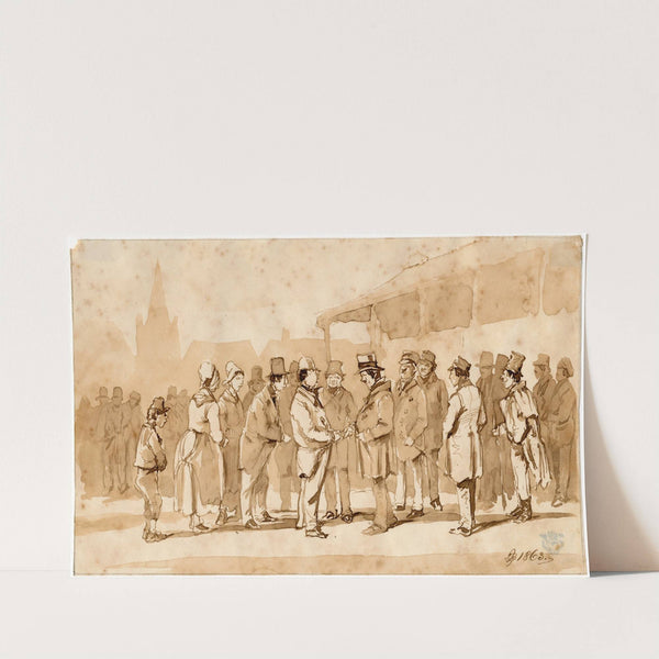 Huldiging van een winnende jockey bij een tribune by Pieter van Loon