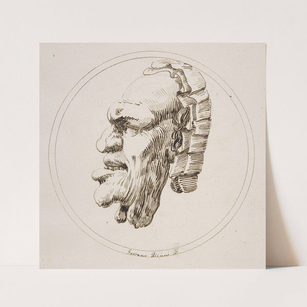 Human Mask Looking to the Left within a Circle by Gaetano Piccini