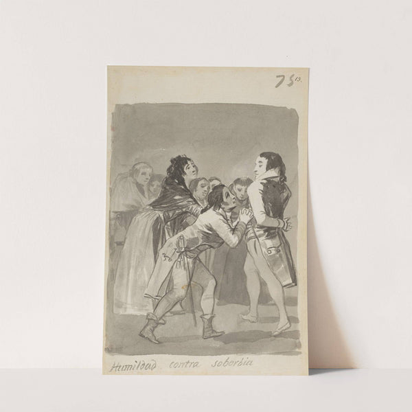 ‘Humility versus Pride’ a young man imploring an older man with other figures in front of them (1796–1798) by Francisco de Goya