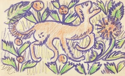 Hund im Pflanzennornament