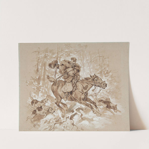 Hunter with hounds by Juliusz Kossak