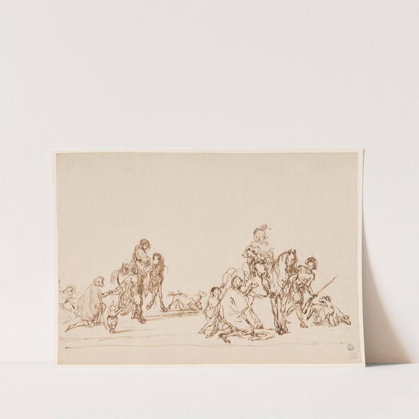 Hunters Giving Alms to Beggars by Carel van Falens