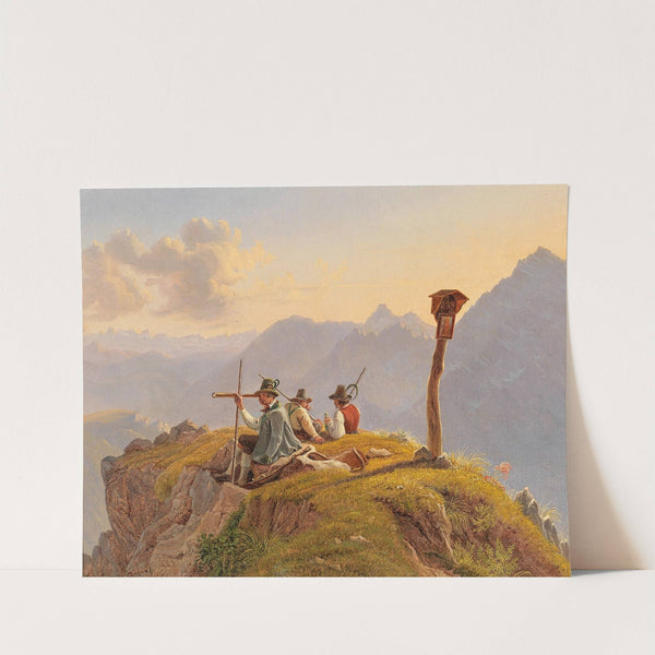Hunters Resting at the Summit, Scene in the Salzkammergut by Gustav Reinhold