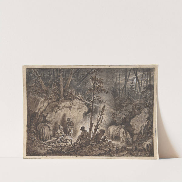 Hunters resting in a forest at night (1830–60) by Kilian Zoll