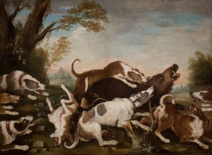 Hunting Scene (Dogs Attacking Wild Boar)