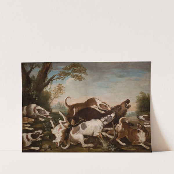 Hunting Scene (Dogs Attacking Wild Boar) by Joseph Anton Harzath