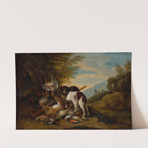 Hunting Still Life in a Landscape (1700–1715) by Adriaen de Gryef