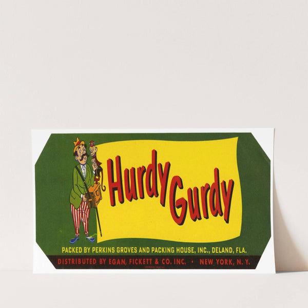 Hurdy Gurdy Produce Label (1940s)