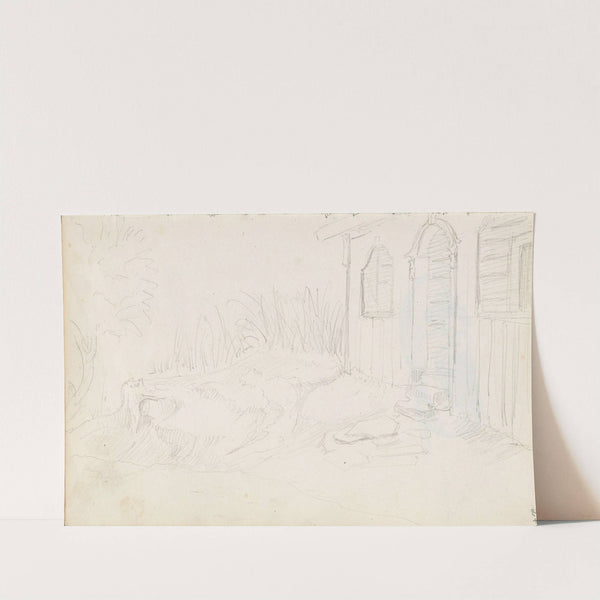 Hus ved skrent (1844) by Adolph Tidemand